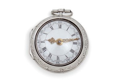 Lot 320 - A silver Verge pocket watch with a continental...