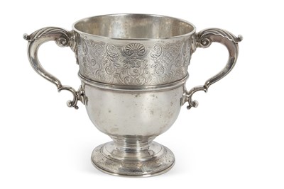 Lot 291 - A George II bell-shaped two handled cup,...