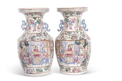 Lot 129 - A pair of late 19th Century Cantonese vases...