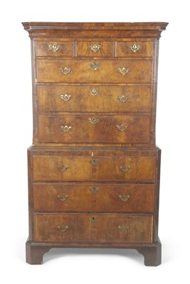 Lot 417 - An early 18th Century walnut veneered chest on...