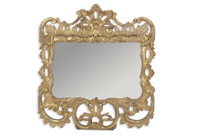 Lot 412 - A Georgian gilt wood framed wall mirror, the...