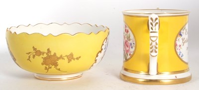 Lot 54 - A Derby (S&H) porcelain yellow ground bowl...