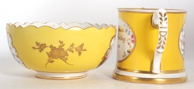 Lot 54 - A Derby (S&H) porcelain yellow ground bowl...