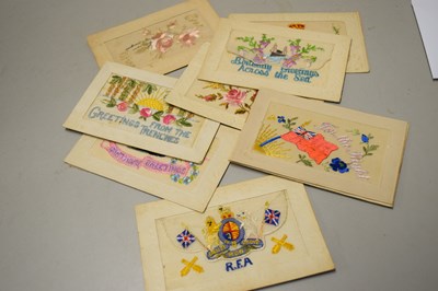 Lot 142D - QTY WWI HAND EMBROIDERED POSTCARDS