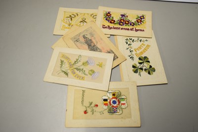 Lot 142 - QTY WWI HAND EMBROIDERED POSTCARDS