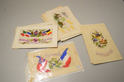 Lot 133A - QTY WWI HAND EMBROIDERED POSTCARDS