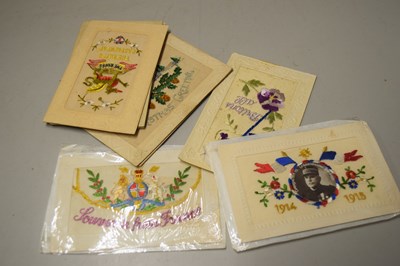 Lot 133B - QTY WWI HAND EMBROIDERED POSTCARDS
