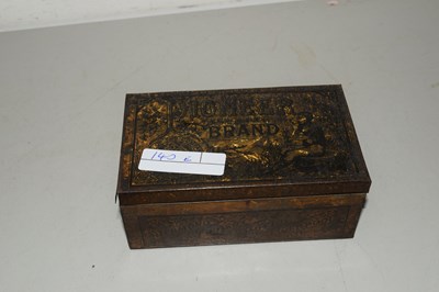 Lot 140 - VINTAGE PIONEER TOBACCO TIN CONTAINING WOODEN...
