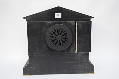 Lot 218 - Late Victorian black slate cased mantel clock,...