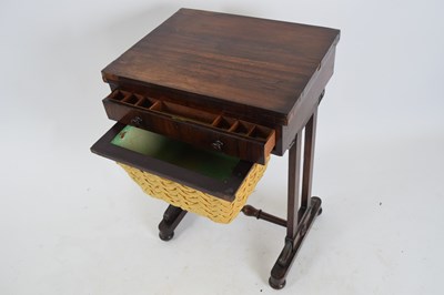 Lot 225 - 19th century rosewood work table, rectangular...