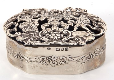 Lot 7 - Victorian silver box of oval shaped form, the...