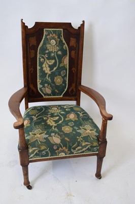 Lot 233 - Late Victorian mahogany framed armchair, the...