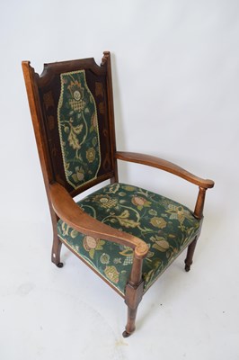 Lot 233 - Late Victorian mahogany framed armchair, the...