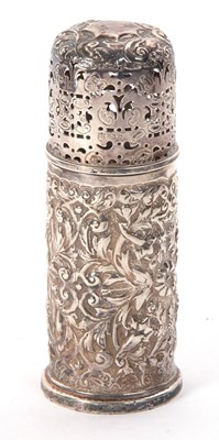 Lot 13 - Victorian silver sugar caster of cylindrical...