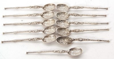 Lot 42a - Eleven Hallmarked silver annoiting spoons, ten...