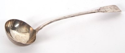 Lot 30 - A William IV silver fiddle pattern ladle...