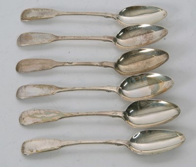 Lot 60 - A set of six George IV fiddle pattern...