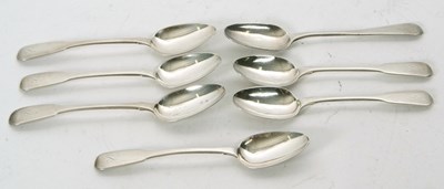 Lot 92 - A group of seven Georgian silver teaspoons,...