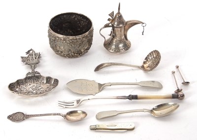 Lot 94 - Mixed Lot:  A small white metal dallah coffee...