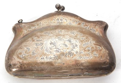 Lot 114 - A George V silver purse with scrolling foliate...