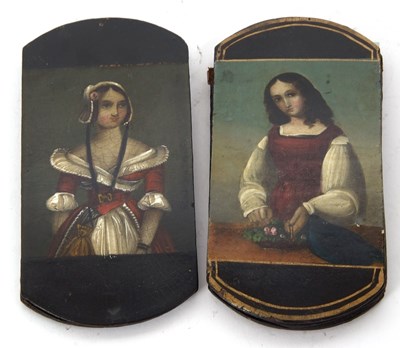 Lot 123 - Two early Victorian papier mache spectacle...