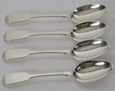 Lot 135 - Four Victorian fiddle pattern silver dessert...