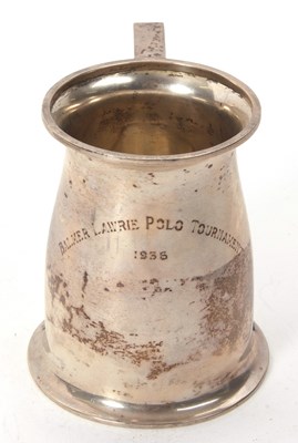 Lot 148 - An Indian colonial white metal tankard of...