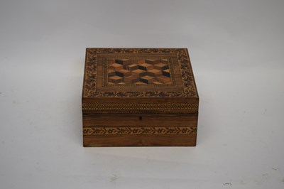 Lot 255 - 19th century Tunbridge ware box of hinged...