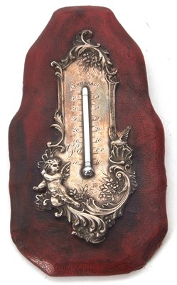 Lot 167 - A late Victorian silver mounted thermometer on...