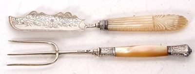 Lot 172 - A hallmarked silver three pronged pickle fork,...