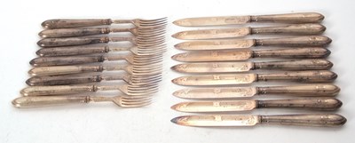 Lot 175 - Nine pairs of Victorian silver bladed dessert...