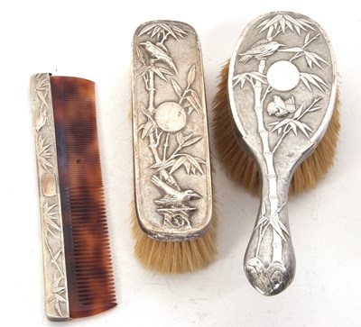 Lot 200 - A Chinese silver circa 1900 backed hairbrush,...