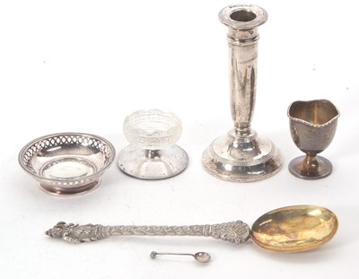 Lot 205 - Mixed Lot:  One silver candlestick hallmarked...