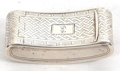 Lot 215 - George III curved silver pocket snuff box,...