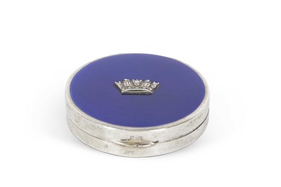 Lot 130 - A George V silver and enamel pill box of...