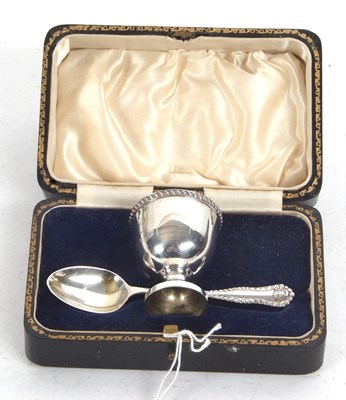 Lot 248 - Cased silver christening spoon and egg cup,...