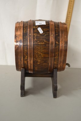 Lot 17 - Copper  mounted oak spirit barrel