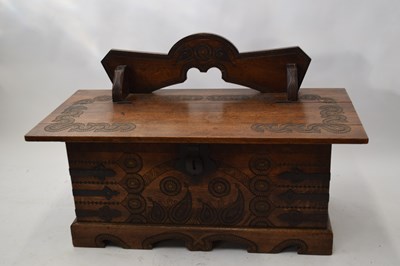 Lot 281 - Scandinavian oak coffer with carved detail and...