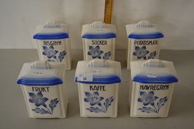 Lot 33 - A set of six Swedish kitchen storage jars