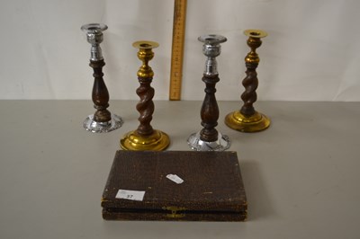 Lot 37 - Mixed Lot: Two pairs of candlesticks and a...