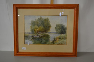 Lot 49 - Mary Priestley Lewis, fishing beside reed beds,...