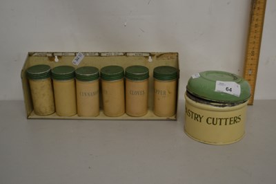 Lot 64 - A set of vintage metal kitchen spice pots and...