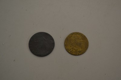 Lot 123 - Pseudo spade guinea gaming token and one other