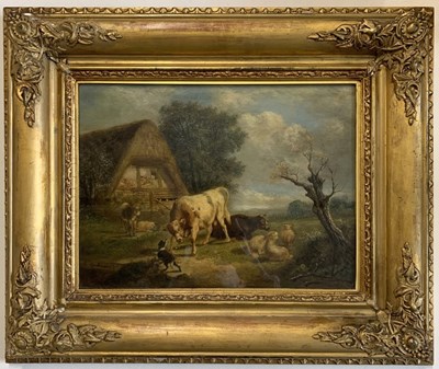 Lot 553 - Pierre Dielman (Belgian 1829-1902), Farmyard...