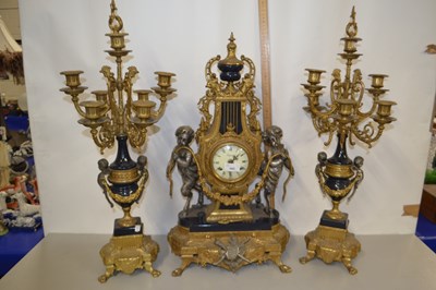 Lot 193 - 20th Century French clock garniture with...