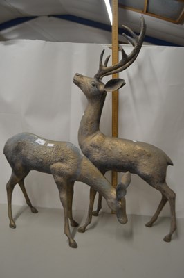 Lot 203 - Modern hollow metal models of a stag and hind