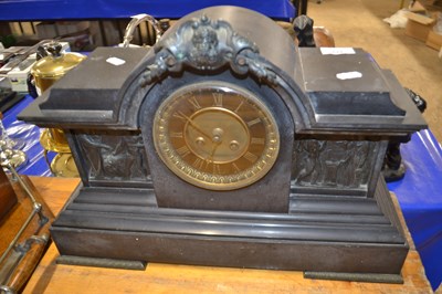 Lot 224 - Large Victorian black slate cased mantel clock