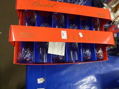 Lot 613 - Two boxes of six Bristol cut glass tumblers