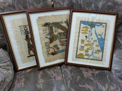 Lot 712 - Three Egyptian parchment pictures together...