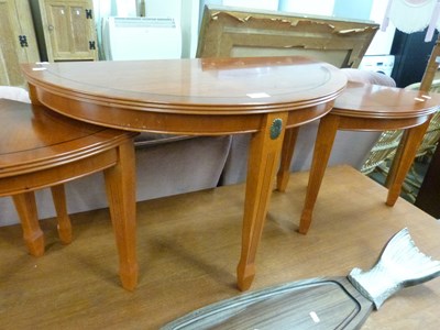 Lot 728 - Nest of three demi lune side tables